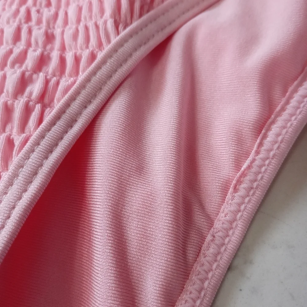 KENDALL + KYLIE PINK SCRUNCH HENELY TOP 2 PC BIKINI SET XS/M